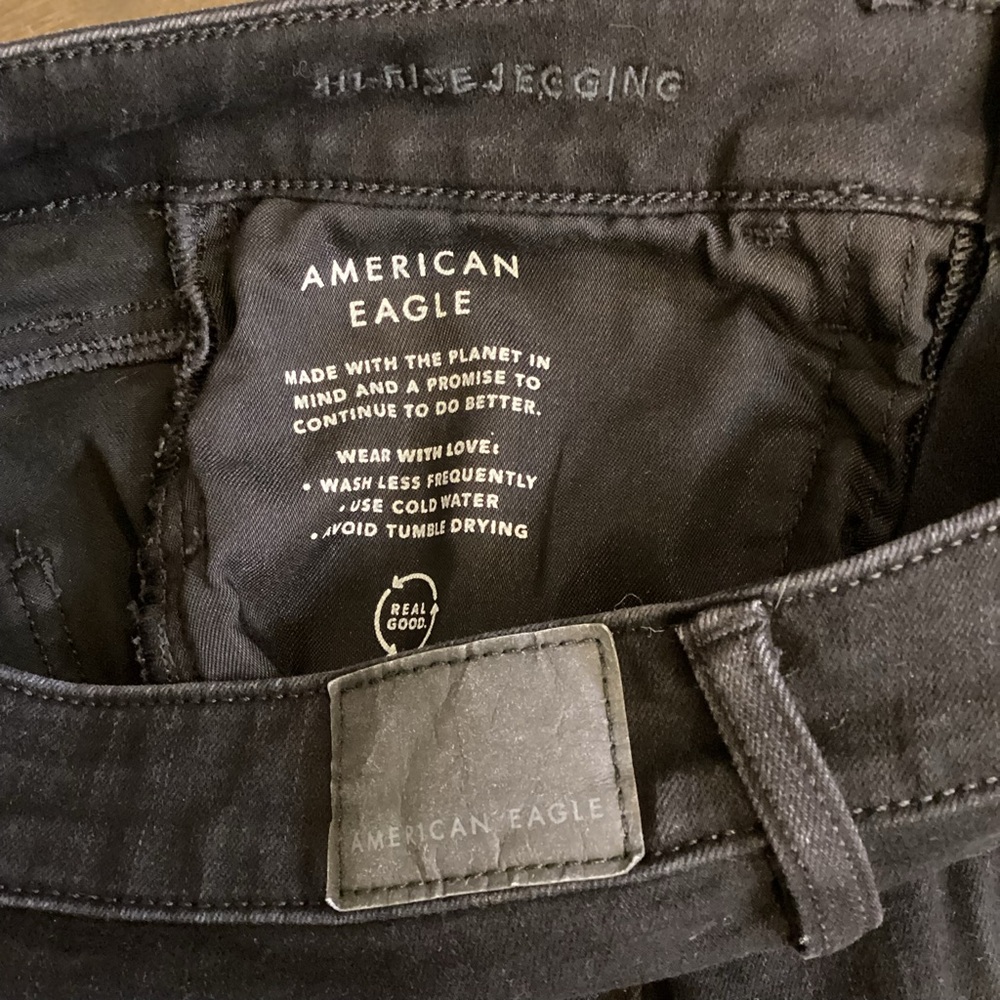American Eagle 8 Long High Rise Jeggings Black Skinny Women’s Jeans Stretch - Picture 8 of 11